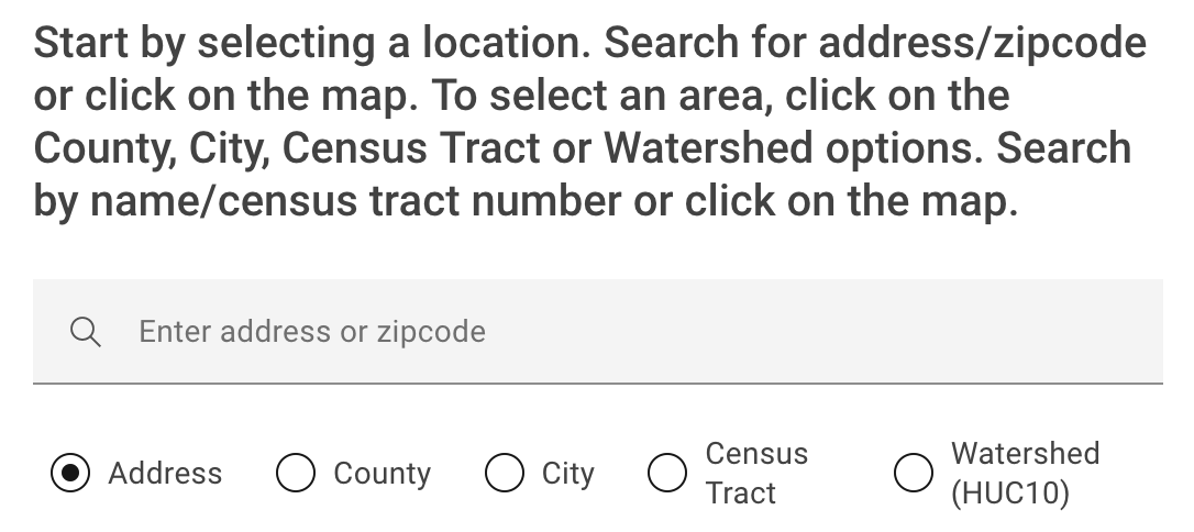 Screenshot for selecting a location